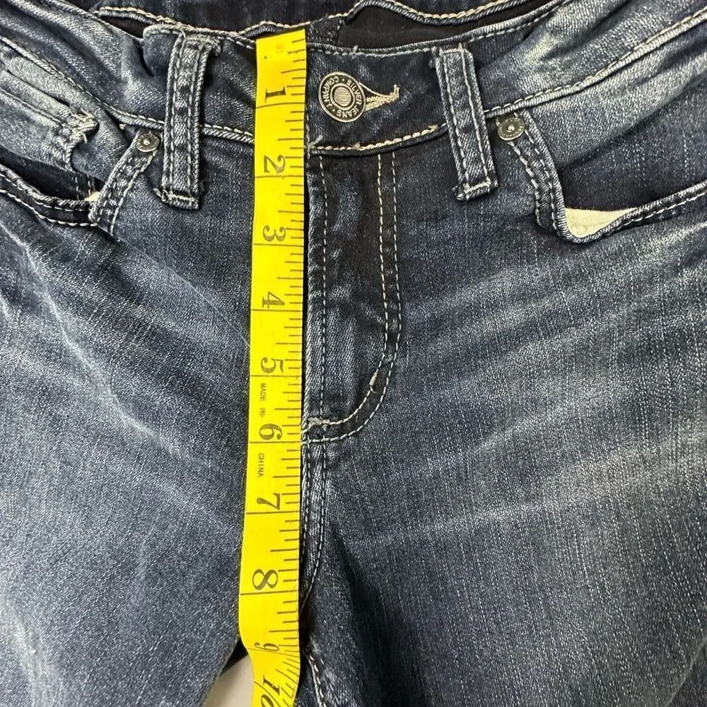 SILVER Suki Womens Jeans Denim Size 27 Slim Bootcut Whiskering Stretchy‎ - Picture 7 of 10